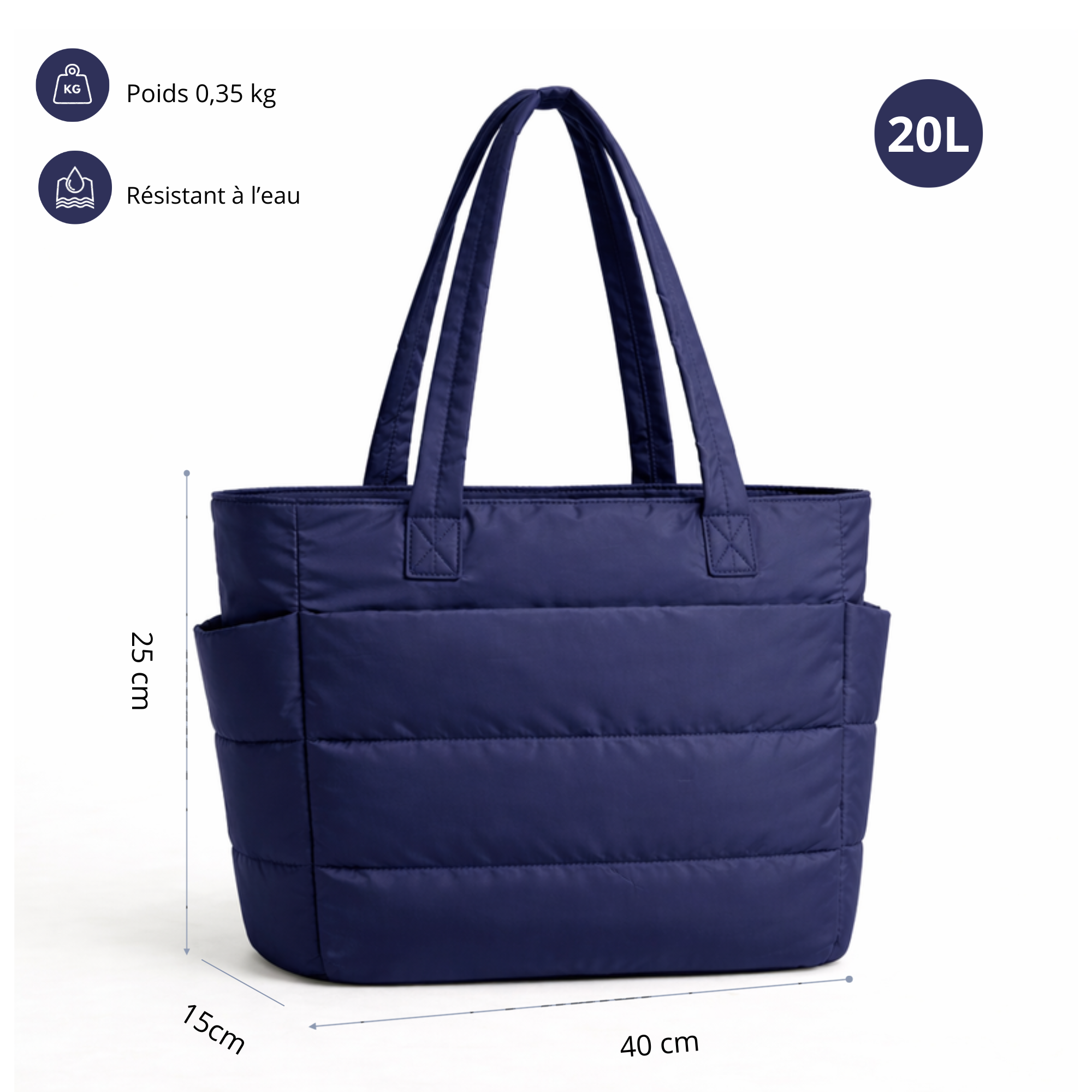 Sac organisé bleu encre