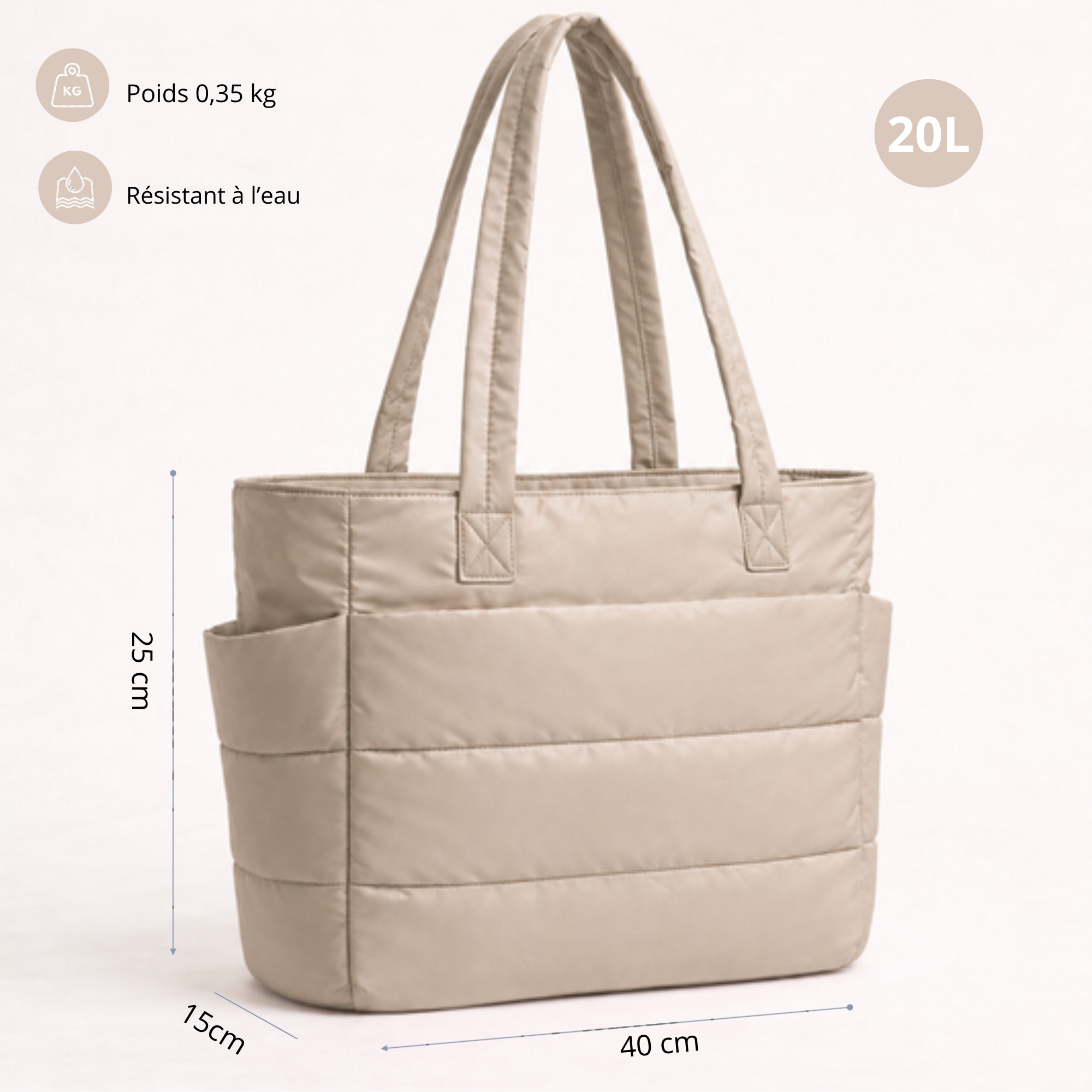Sac organisé beige crème
