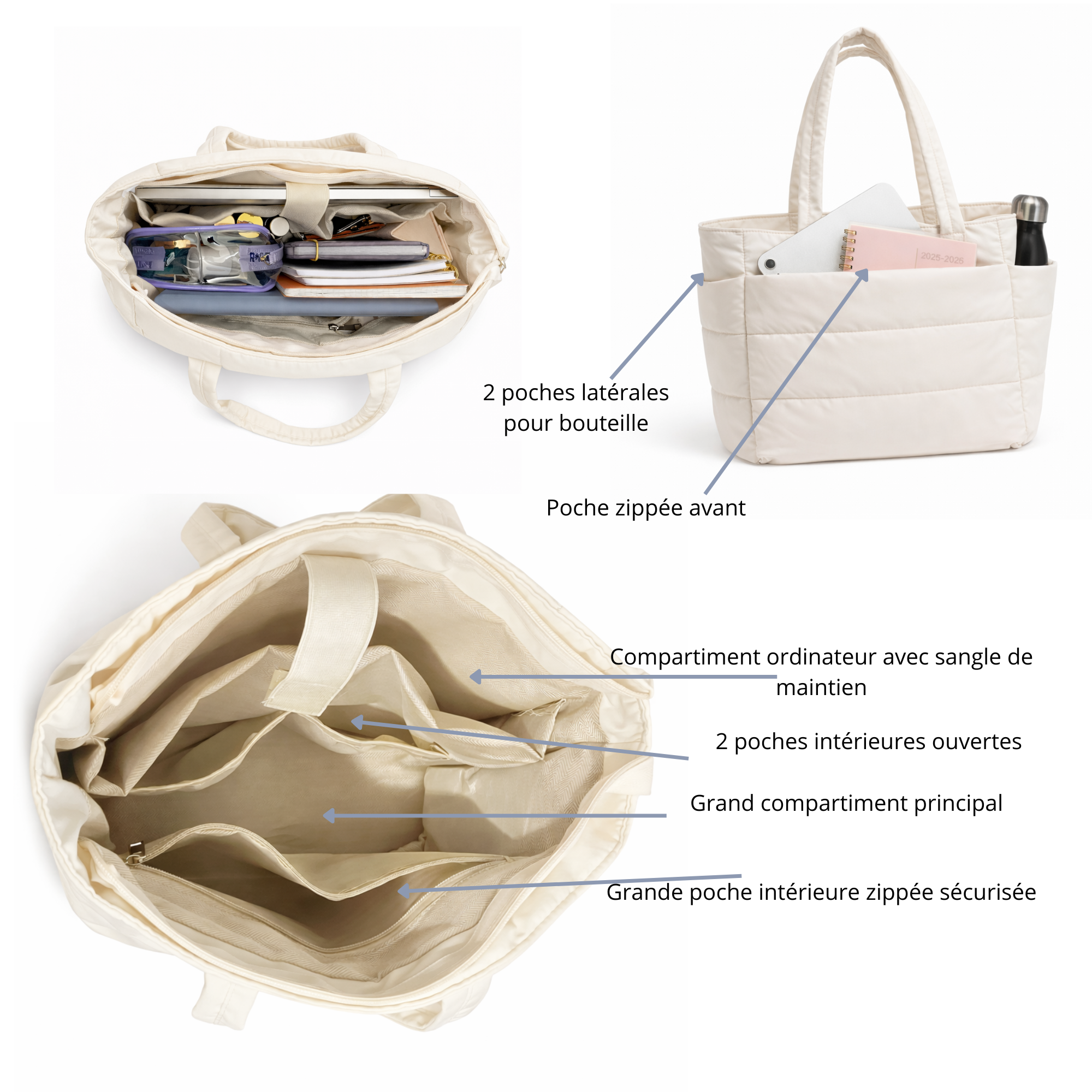 Sac organisé beige crème