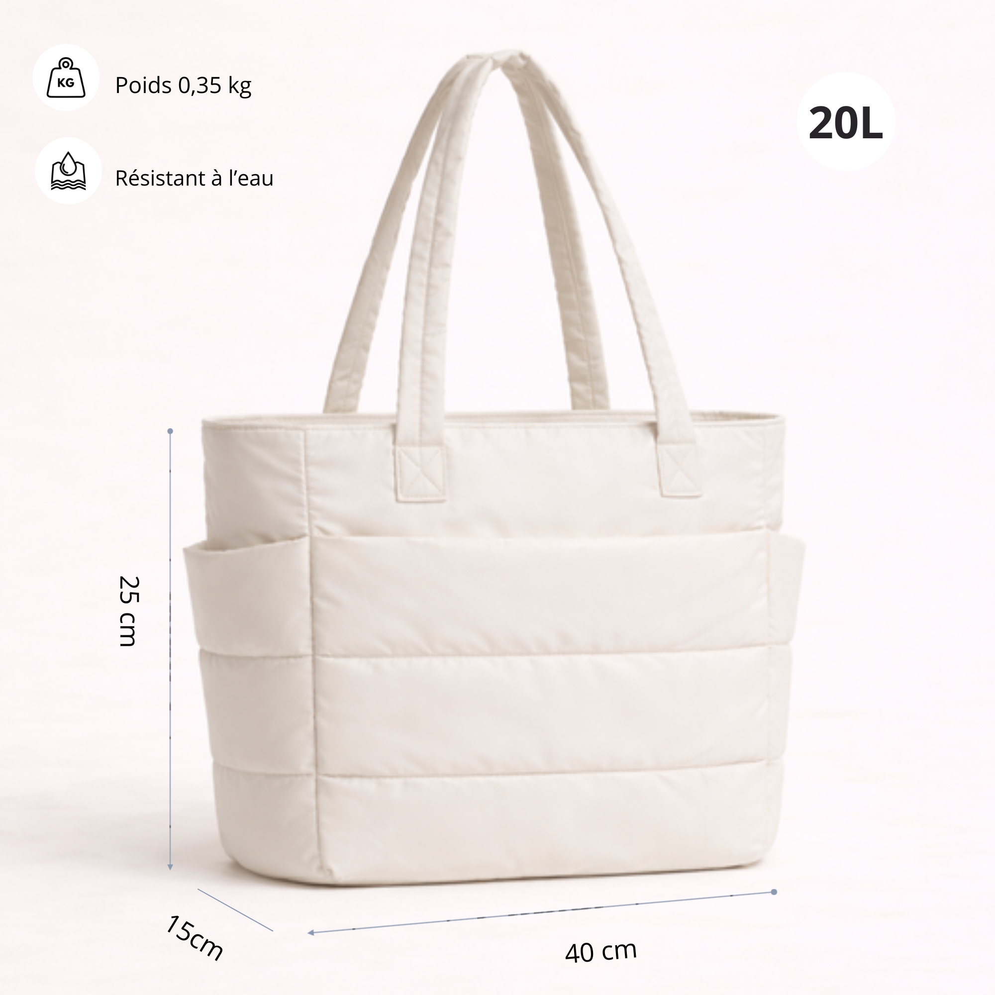 Sac organisé beige crème