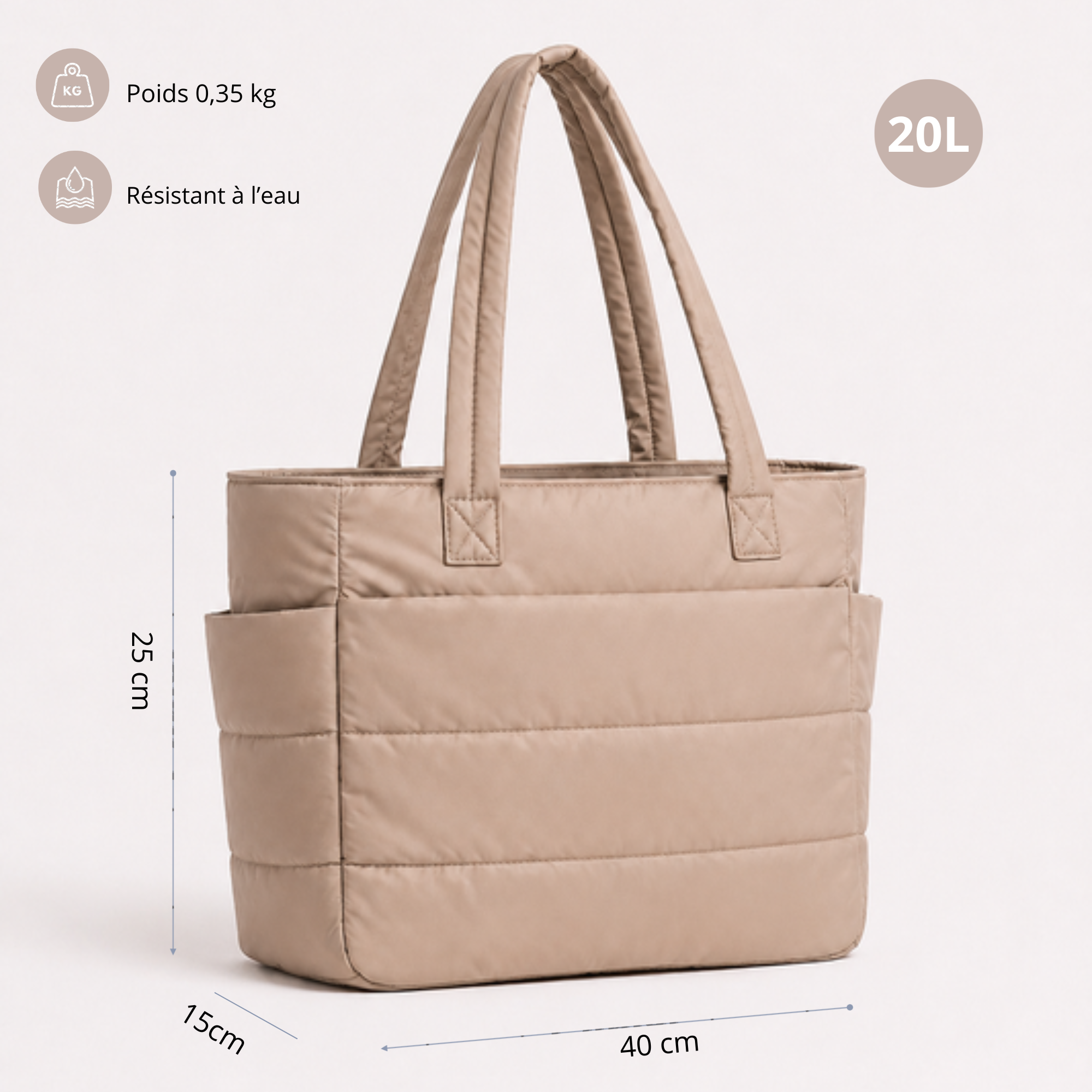 Sac organisé beige sable