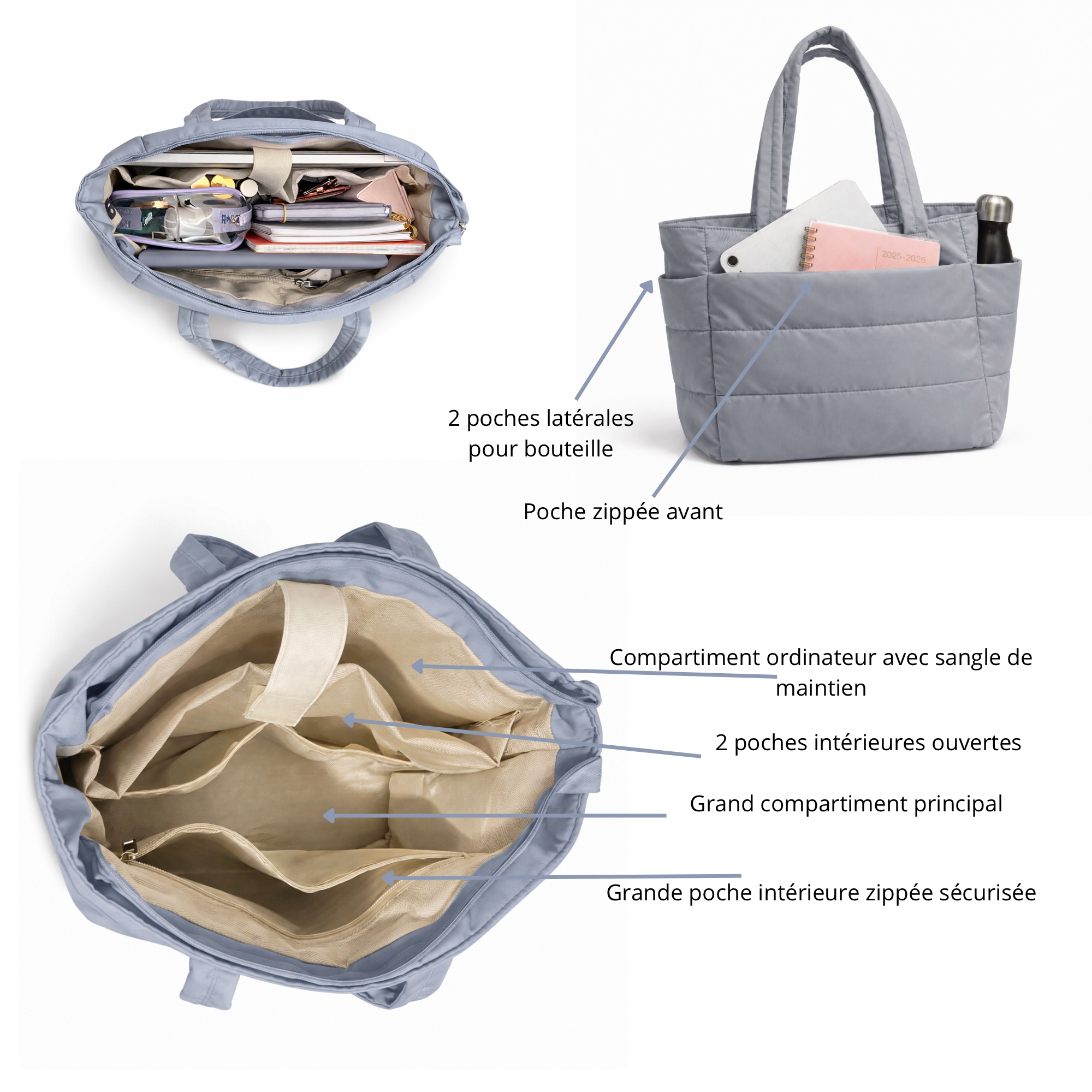Sac organisé gris