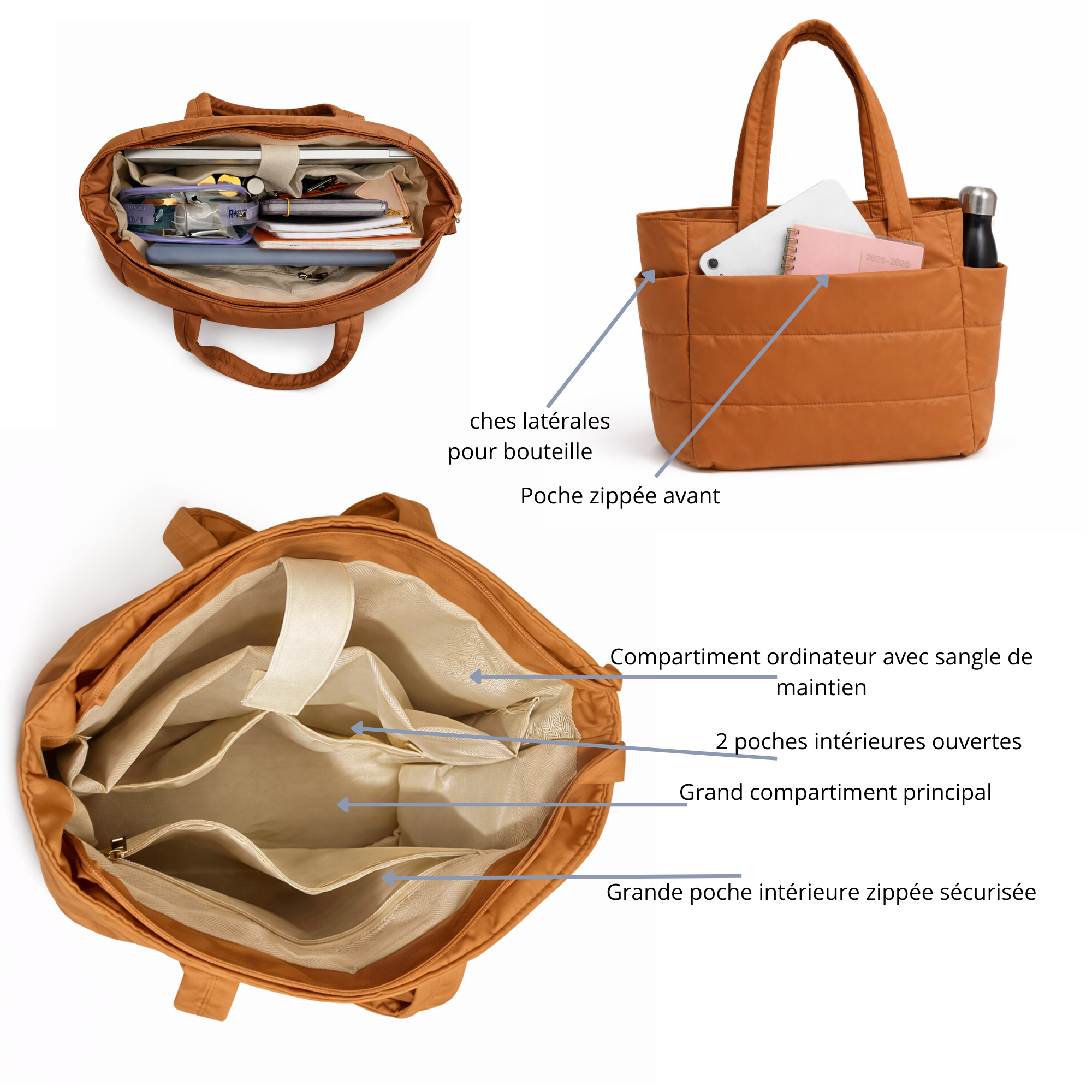 Sac organisé camel