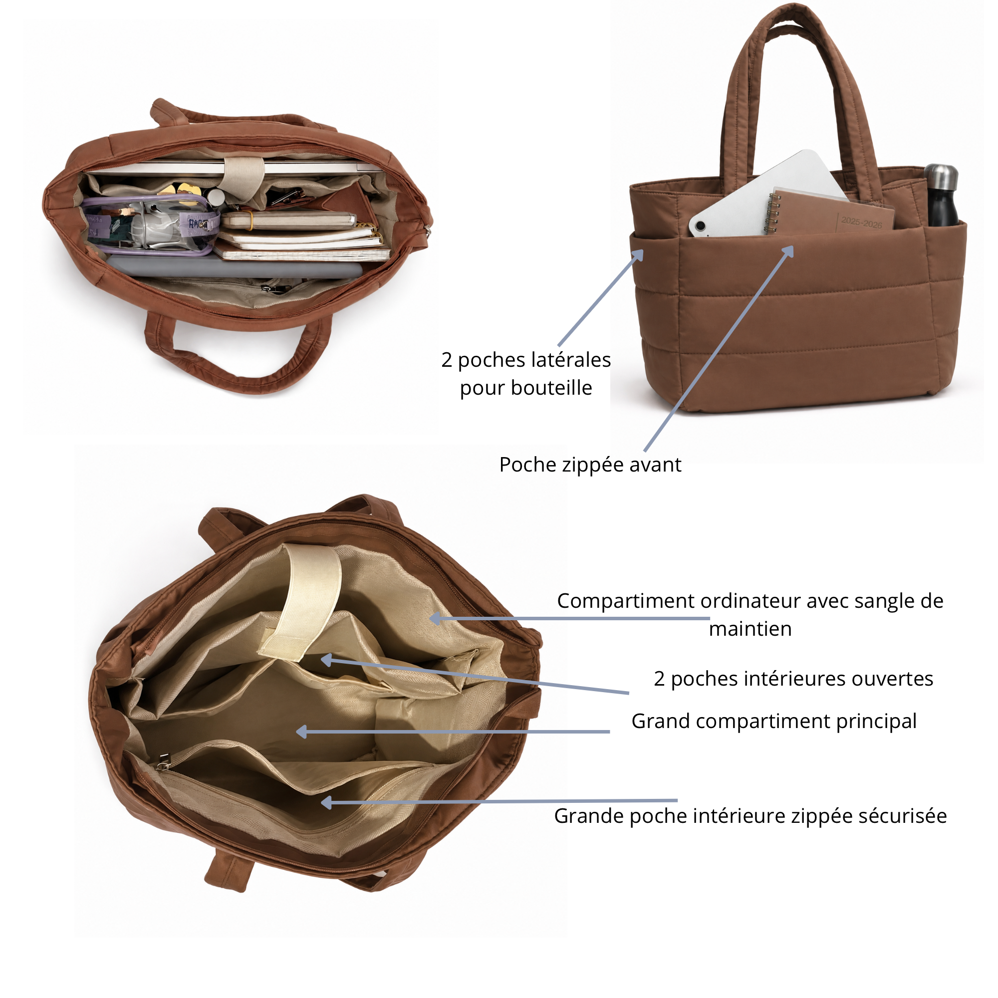 Sac organisé marron