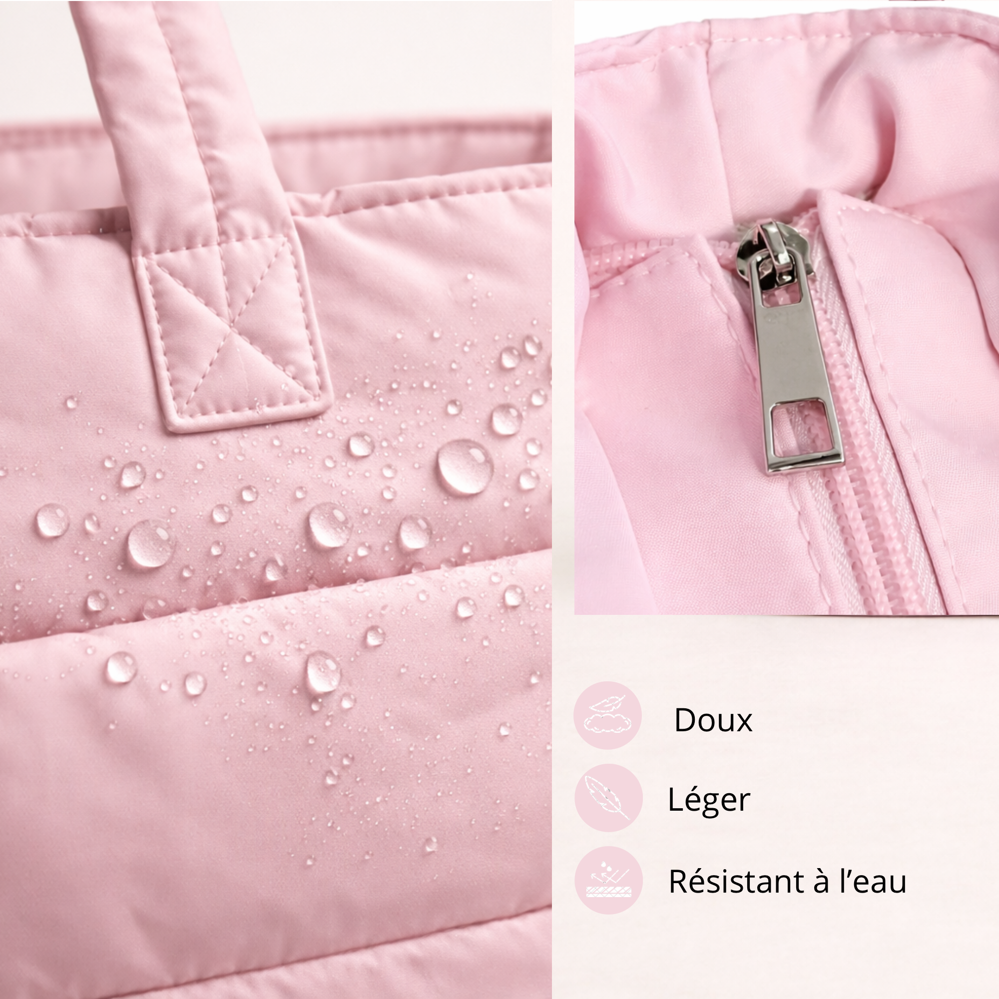 Sac organisé rose poudré